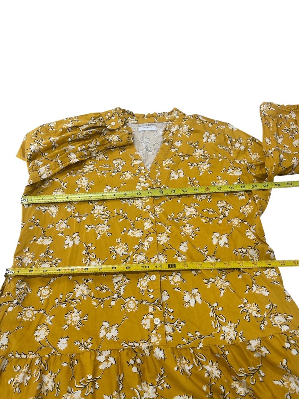 UNTUCKIT Jane Floral Tiered Dress Marigold Yellow Size 12 Romantic Cottagecore - Picture 11 of 14